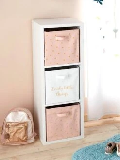 Lot De 3 Bacs De Rangement Lovely Rose Poudré Imprimé - Vertbaudet -Meubles Pour Enfants lot de 3 bacs de rangement lovely 4